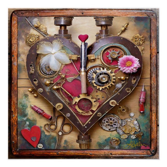 Lipstick Flowers Heart Steampunk Series Poster (Front)