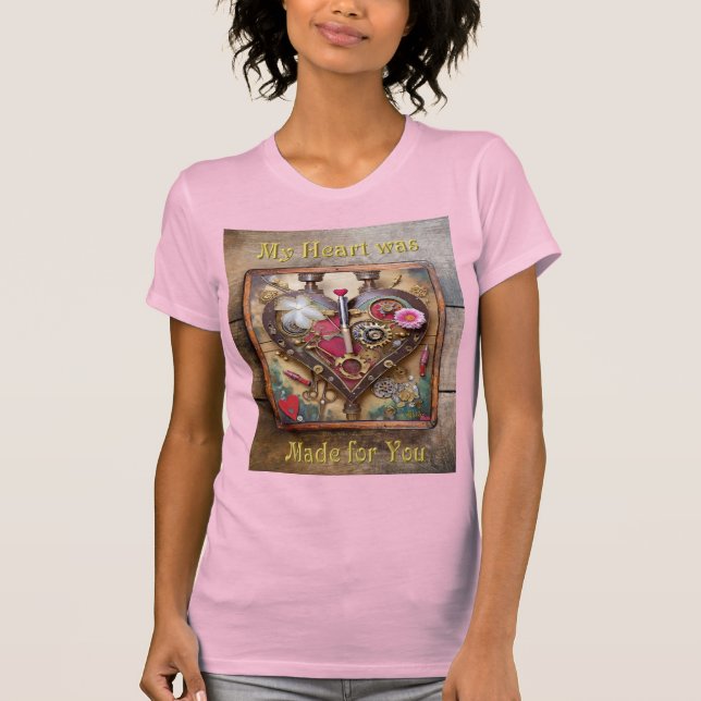 Lipstick Flowers Heart Steampunk Series T-Shirt (Front)