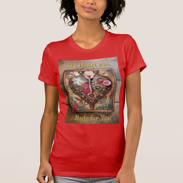Lipstick Flowers Heart Steampunk Series T-Shirt (Front)