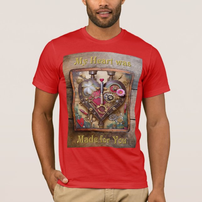 Lipstick Flowers Heart Steampunk Series T-Shirt (Front)