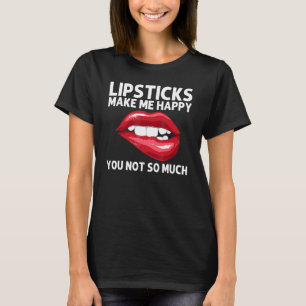 Lipstick For Women Girls Lip Biting Red Lips Make T-Shirt