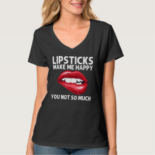 Lipstick For Women Girls Lip Biting Red Lips Make T-Shirt