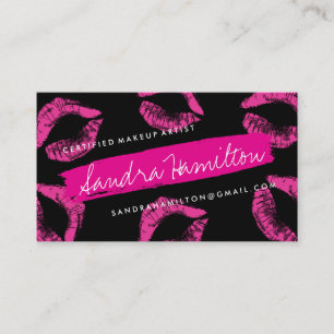 Lipstick Hot Pink Makeup Artist Business Cards