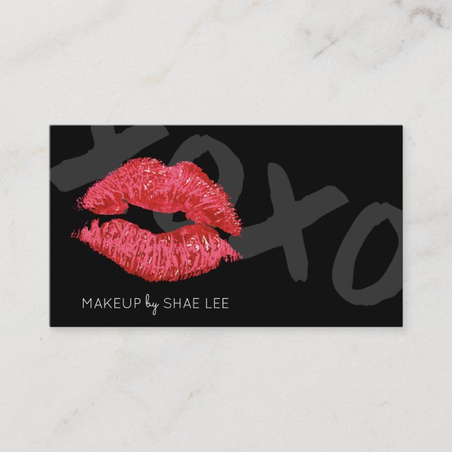 Lipstick Kiss Makeup Artist Stylist Business Card (Front)