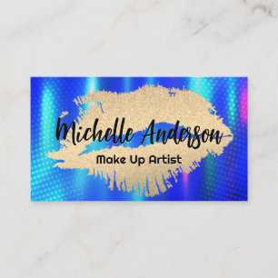 Lipstick Kiss Metallic Shimmer Background Business Card