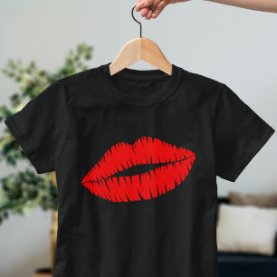 Lipstick Kiss Red Lips Womens T-Shirt