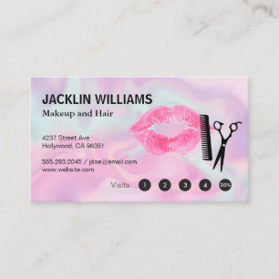 Lipstick Kiss Salon Scissors   Loyalty Card
