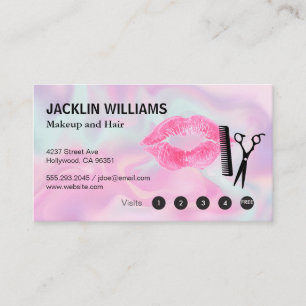 Lipstick Kiss Salon Scissors   Loyalty Card