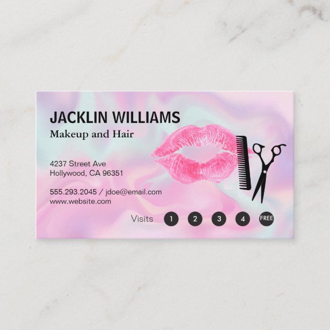 Lipstick Kiss Salon Scissors | Loyalty Card (Front)