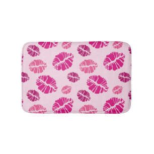 Lipstick Kiss Shape Print Pattern Bath Mat