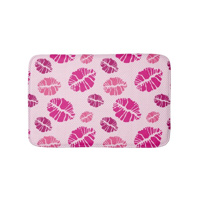Lipstick Kiss Shape Print Pattern Bath Mat (Front)