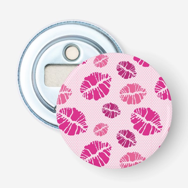 Lipstick Kiss Shape Print Pattern Bottle Opener (Front)