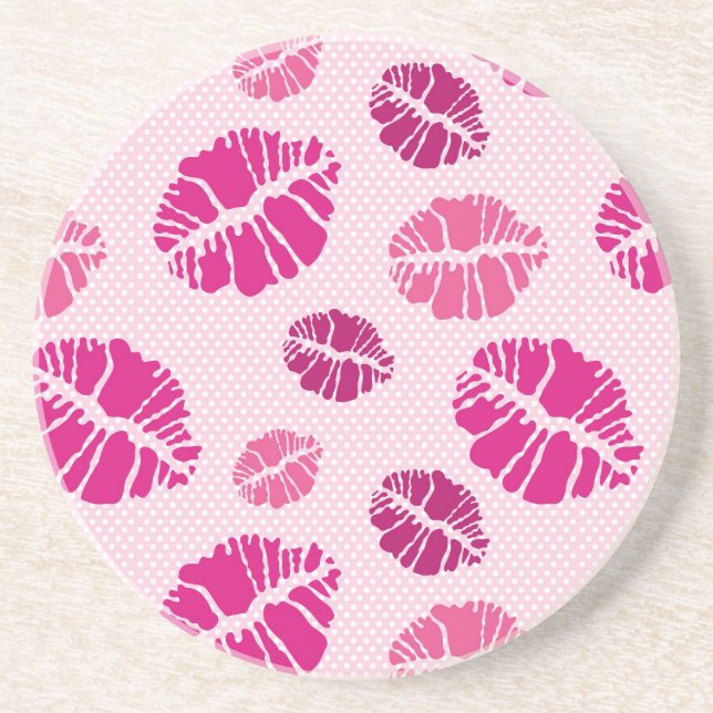 Lipstick Kiss Shape Print Pattern Coaster (Front)
