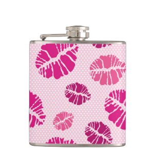 Lipstick Kiss Shape Print Pattern Hip Flask