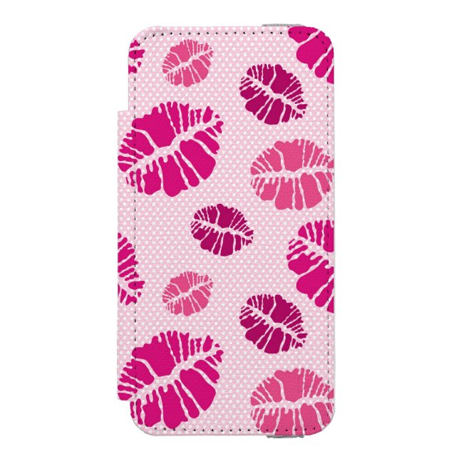 Lipstick Kiss Shape Print Pattern Incipio iPhone Wallet Case (Folio Front)