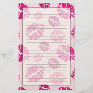Lipstick Kiss Shape Print Pattern Stationery
