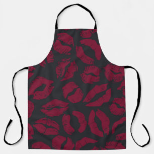 Lipstick Kisses: Dark Red Imprints Apron