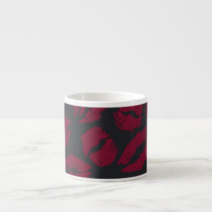 Lipstick Kisses: Dark Red Imprints Espresso Cup