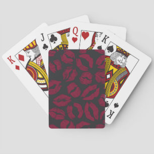 Lipstick Kisses: Dark Red Imprints Playing Cards