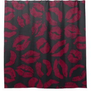 Lipstick Kisses: Dark Red Imprints Shower Curtain