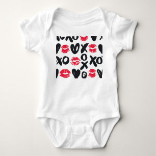 Lipstick Kisses Hearts Seamless Background Baby Bodysuit