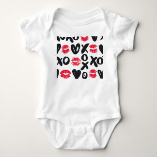 Lipstick Kisses Hearts Seamless Background Baby Bodysuit