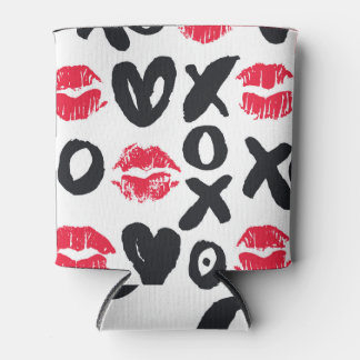 Lipstick Kisses Hearts Seamless Background Can Cooler