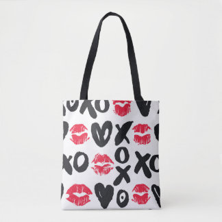Lipstick Kisses Hearts Seamless Background Tote Bag