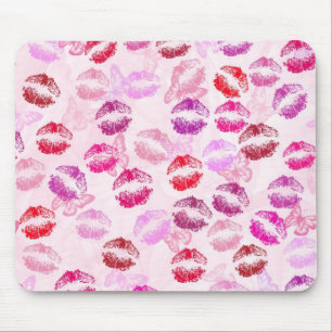 Lipstick Kisses On Pink Mouse Pad