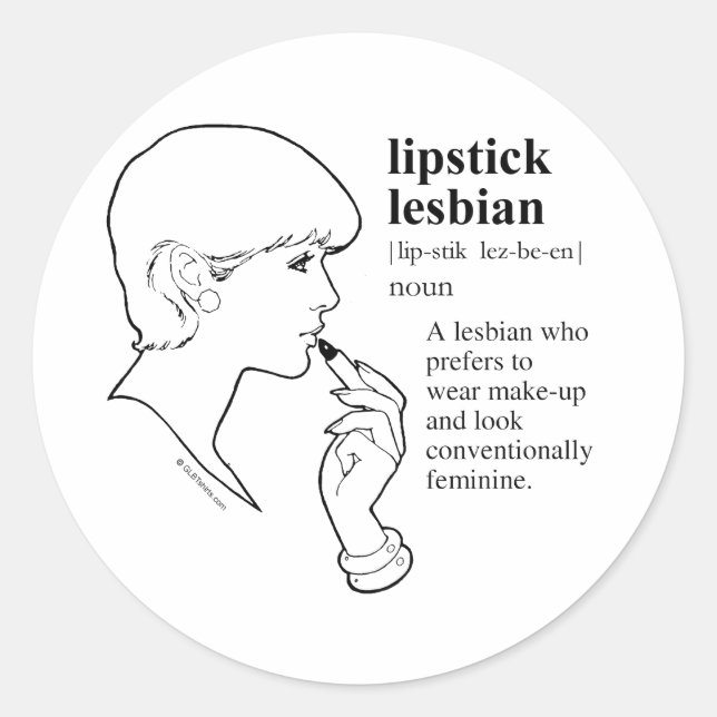 LIPSTICK LESBIAN CLASSIC ROUND STICKER (Front)