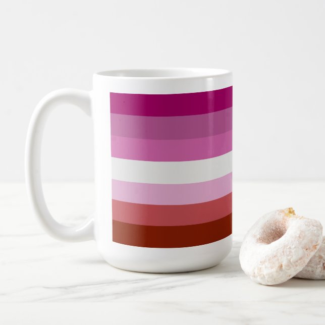 Lipstick Lesbian Pride Colours - Coffee Mug (With Donut)
