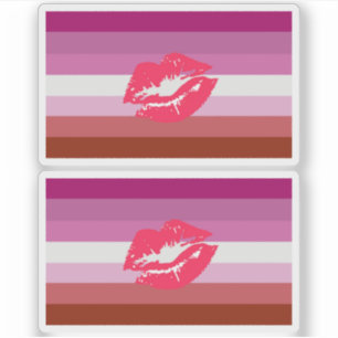 Lipstick Lesbian Pride Flag and Lips