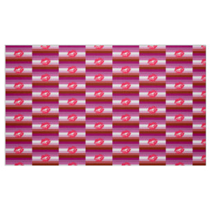 Lipstick Lesbian Pride Flag and Lips Fabric