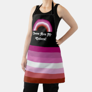 Lipstick lesbian pride flag and rainbow with text apron