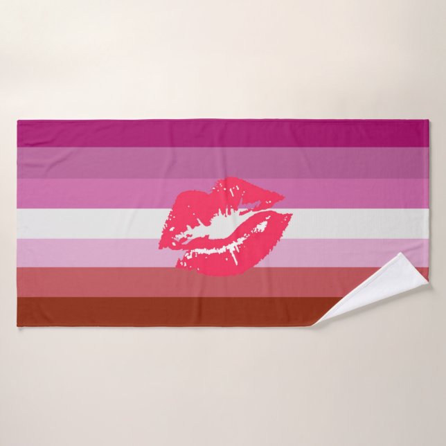 Lipstick Lesbian Pride Flag Bath Towel (Bath Towel)