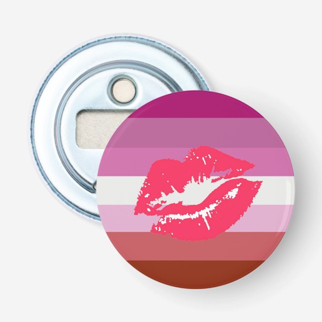 Lipstick Lesbian Pride Flag Bottle Opener (Front)