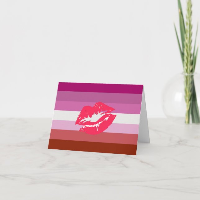 Lipstick Lesbian Pride Flag Card (Front)