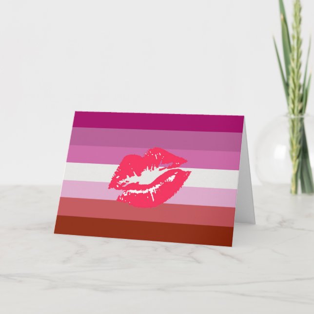 Lipstick Lesbian Pride Flag Card (Front)