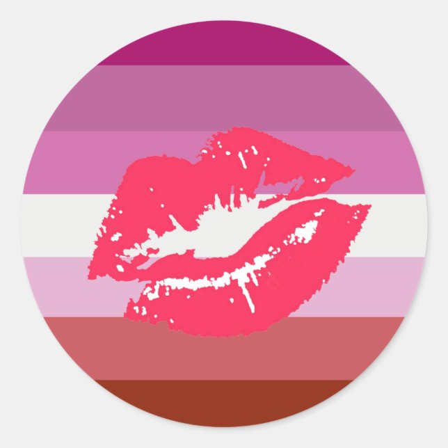 Lipstick Lesbian Pride Flag Classic Round Sticker (Front)