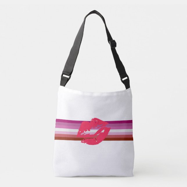 Lipstick Lesbian Pride Flag Crossbody Bag (Front)