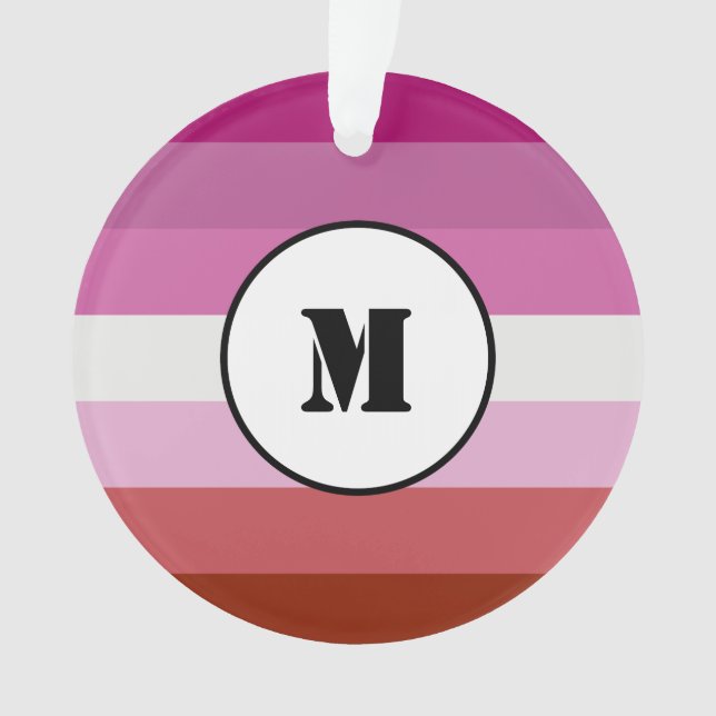 Lipstick lesbian pride flag design with monogram o ornament (Front)