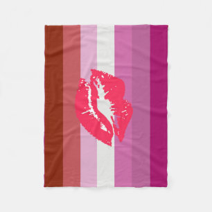 Lipstick Lesbian Pride Flag Fleece Blanket