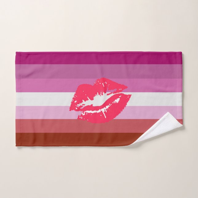 Lipstick Lesbian Pride Flag Hand Towel (Hand Towel)