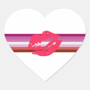 Lipstick Lesbian Pride Flag Heart Sticker