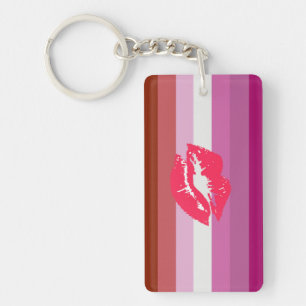 Lipstick Lesbian Pride Flag Key Ring