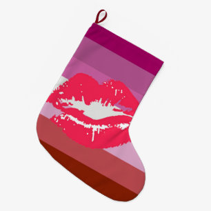 Lipstick Lesbian Pride Flag Large Christmas Stocking