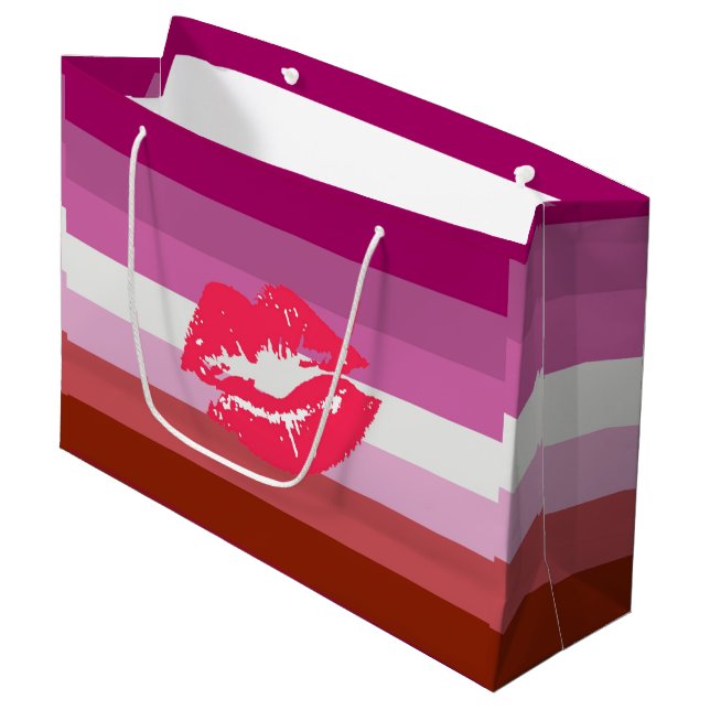 Lipstick Lesbian Pride Flag Large Gift Bag (Front Angled)