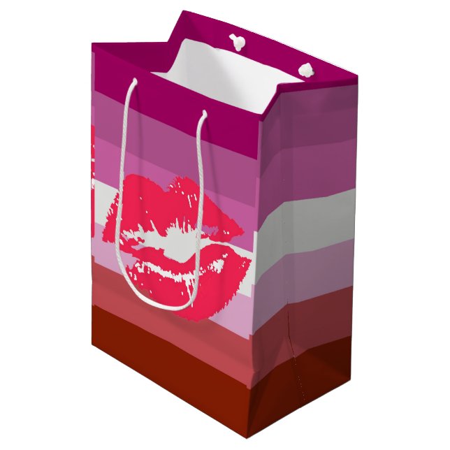 Lipstick Lesbian Pride Flag Medium Gift Bag (Front Angled)