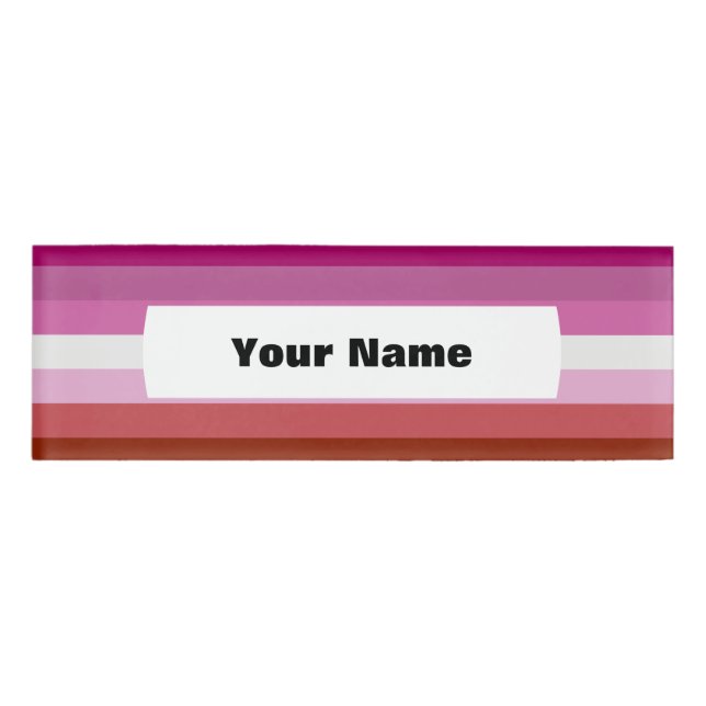 Lipstick lesbian pride flag name tag (Front)