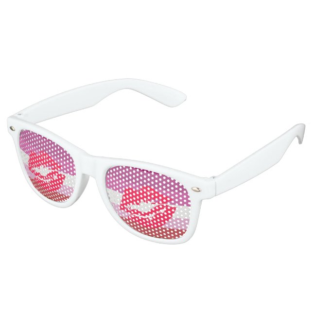 Lipstick Lesbian Pride Flag Retro Sunglasses (Angled)